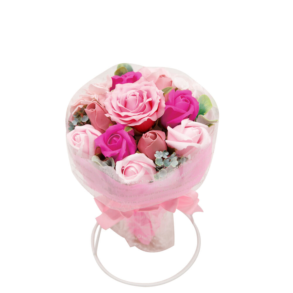 BACKYARD FAMILY「ブーケ 通販 石鹸素材 せっけん シャボン 香り ブーケスタンド付き クリアケース入り 長持ち」|その他|ピンク1