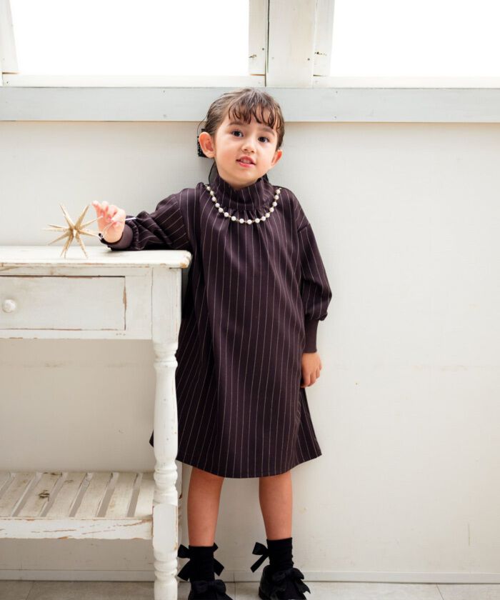 BACKYARD FAMILY「Rora ワンピース 通販 ビオラ パール付きバルーンワンピース 子供服 ワンピ 長袖」|その他|