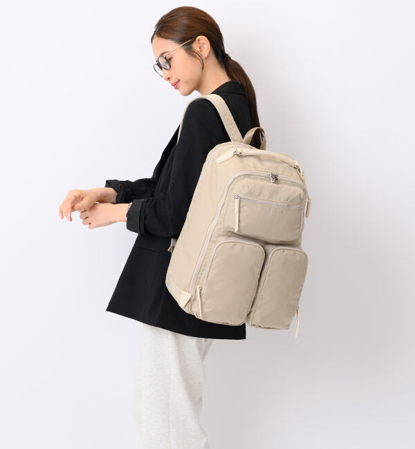 W&.Day/Night「W&.Day/Night ミュッケ オーガナイズドリュック B4サイズ 15.6インチPC収納 大容量 15577」|リュック|ライトベージュ
