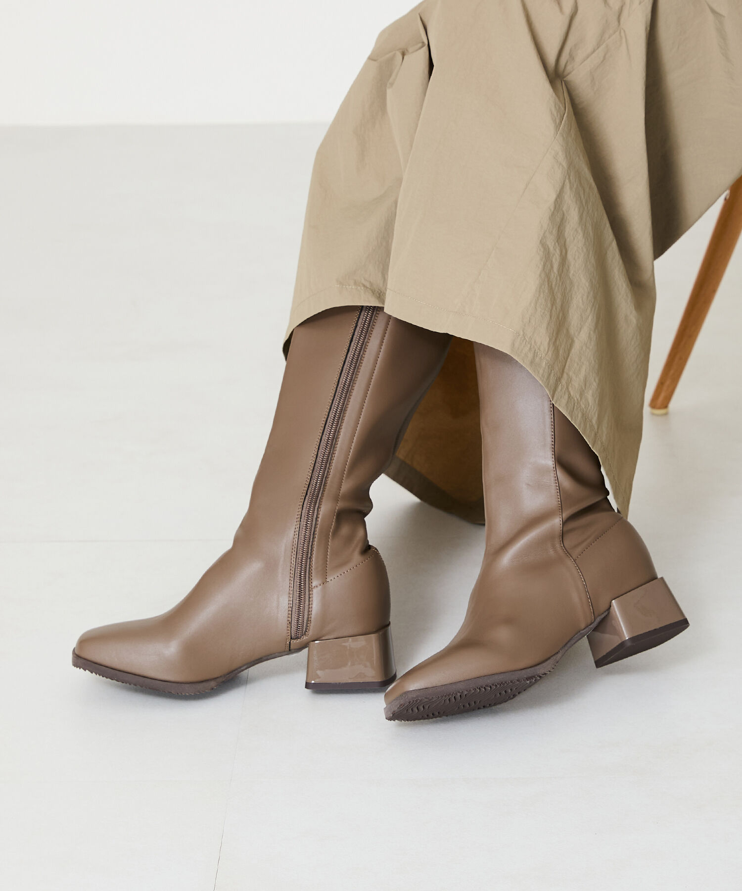 ORiental TRaffic「スクエアトゥ ミドルヒール ロングブーツ /41502 ヒール5ｃｍ」|ロングブーツ|