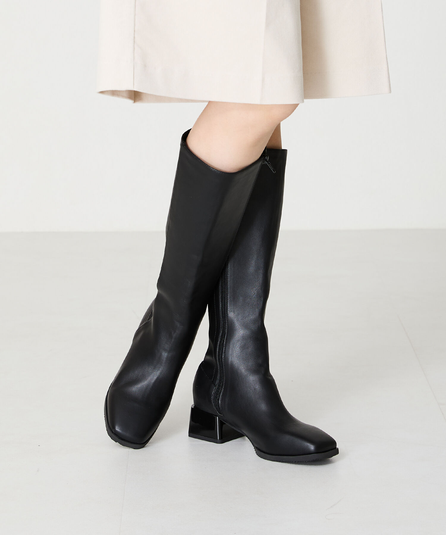 ORiental TRaffic「スクエアトゥ ミドルヒール ロングブーツ /41502 ヒール5ｃｍ」|ロングブーツ|