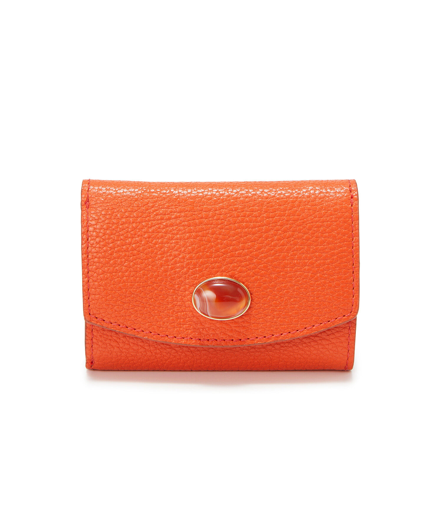 TOPKAPI 「【TOPKAPI】 gemdrops ジェムドロップ ミニエンボスレザー 天然石 三つ折り 財布」|財布|オレンジ