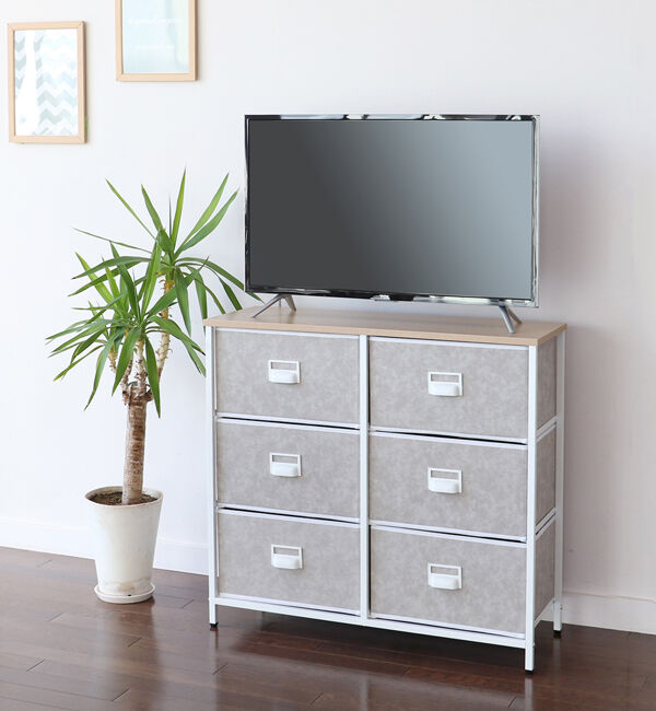 B-COMPANY「たっぷり入る万能チェスト　セラミック風チェスト3段／幅80cm」|タオル|