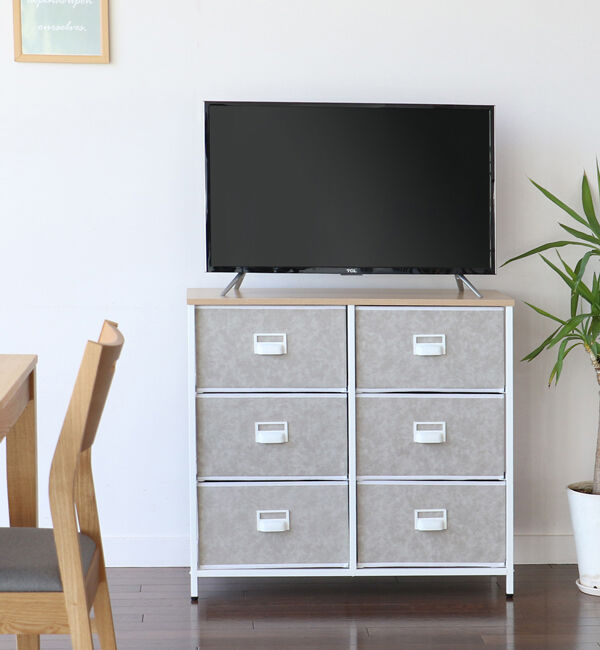 B-COMPANY「たっぷり入る万能チェスト　セラミック風チェスト3段／幅80cm」|タオル|