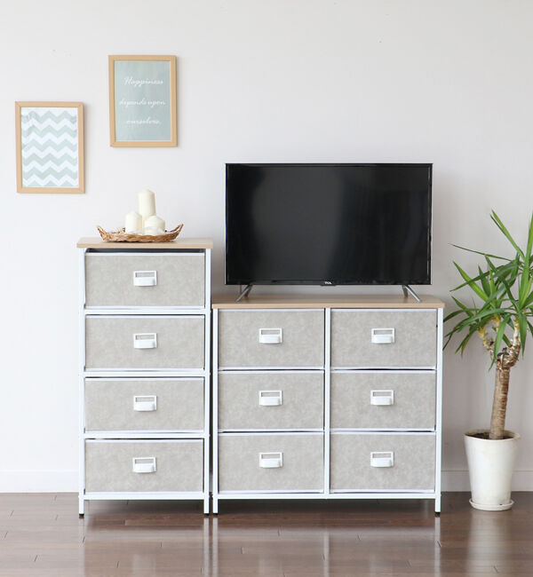 B-COMPANY「たっぷり入る万能チェスト　セラミック風チェスト3段／幅80cm」|タオル|