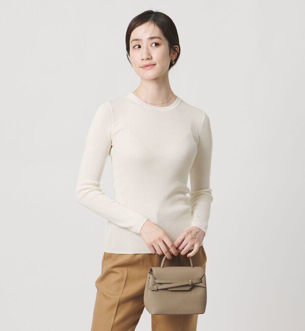 UNITED ARROWS「シルク リブ クルーネック ニット」|ニット・セーター|