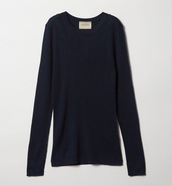 UNITED ARROWS「シルク リブ クルーネック ニット」|ニット・セーター|