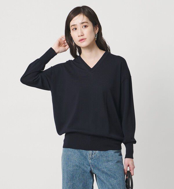 UNITED ARROWS「18G ウール Vネック ニット ‐ウォッシャブル‐」|ニット・セーター|