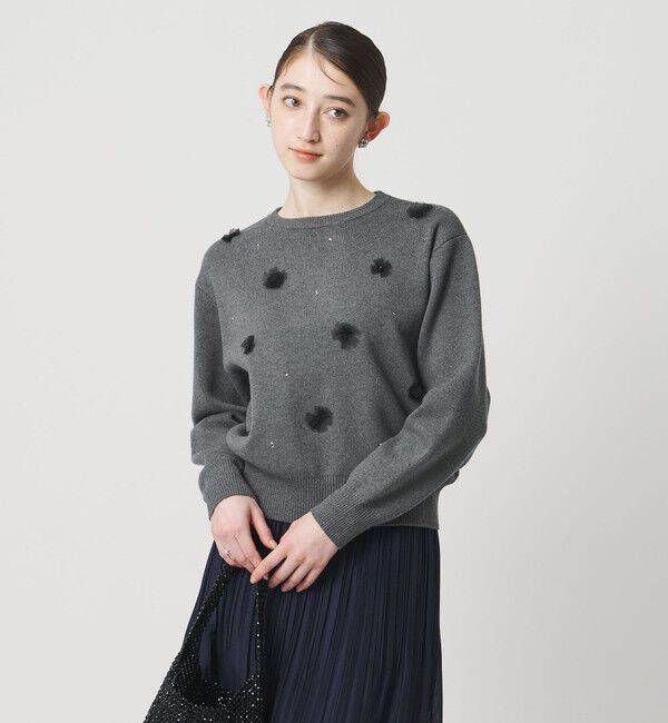 UNITED ARROWS「3D ビジュー プルオーバーニット」|ニット・セーター|DK.GRAY