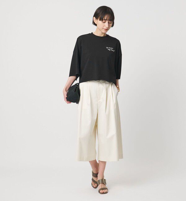 UNITED ARROWS「＜SACRA＞ハーフスリーブ クロップド メッセージ Tシャツ」|Tシャツ・カットソー|