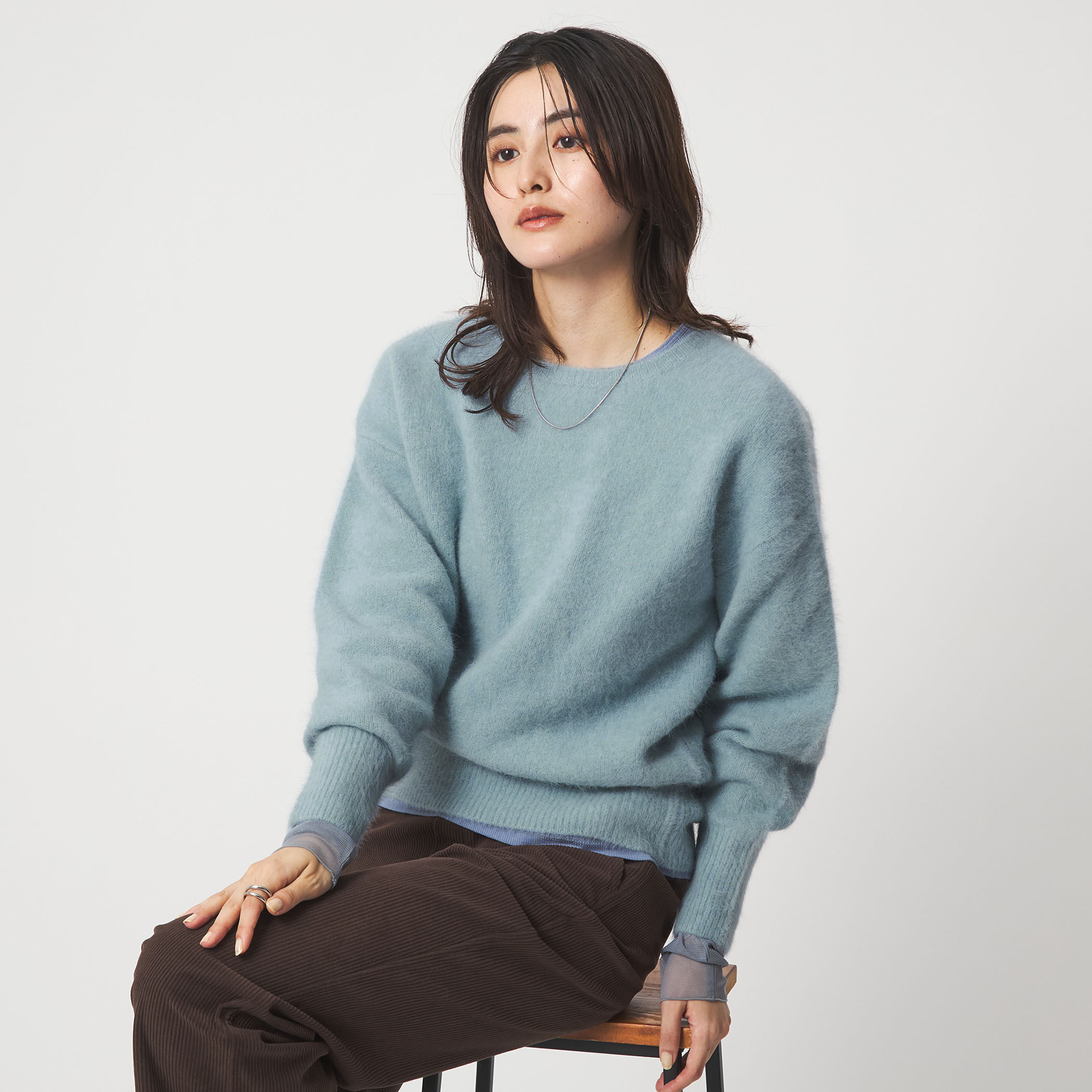 UNITED ARROWS green label relaxing「【結論シリーズ】ふれてヘアリーニット」|ニット・セーター|ライト　ブルー