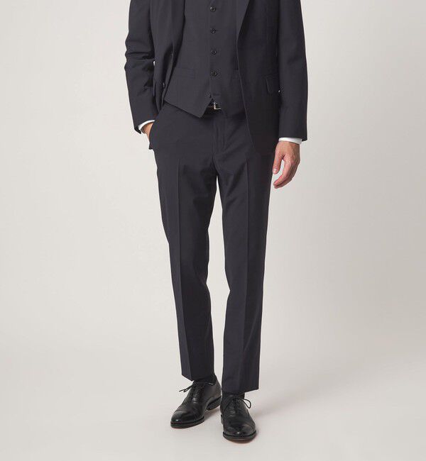 UNITED ARROWS green label relaxing「A+ TWPU トロピカル無地 スリム セットアップ パンツ スラックス -ウォッシャブル・ストレッチ・ウエストア」|スーツ|NAVY