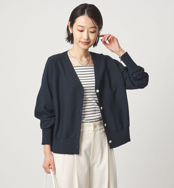 UNITED ARROWS green label relaxing「HIYOKE Vネック ニット カーディガン マシンウォッシャブル 接触冷感 UVカット 遮熱」|カーディガン|NAVY