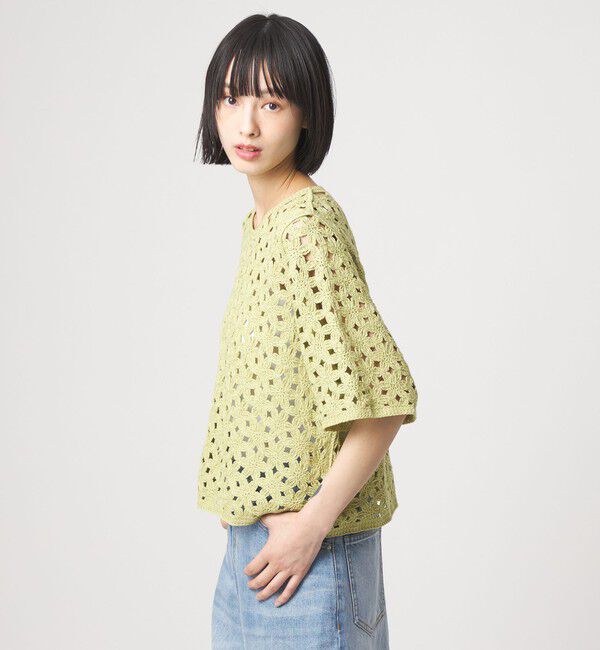 EMMEL REFINES「＜EMMEL REFINES＞EM HW フラワーシシュウ ショートスリーブ ニット」|ニット・セーター|