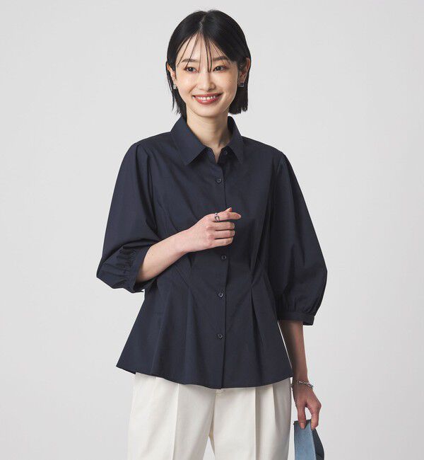 UNITED ARROWS green label relaxing「ウエスト タック フレア シャツ」|シャツ・ブラウス|NAVY