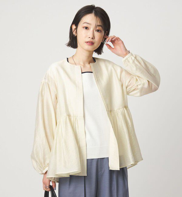 UNITED ARROWS green label relaxing「［size SHORTあり］fleurie(フルリー) シアー ノーカラー ジャケット 接触冷感」|ノーカラージャケット|