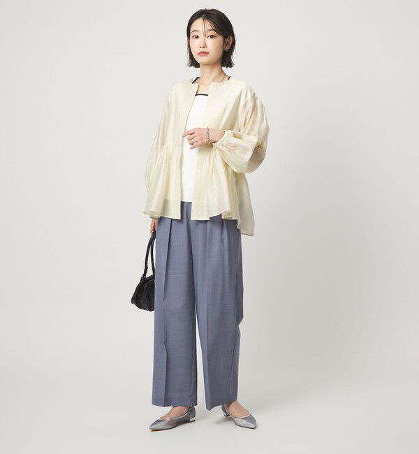 UNITED ARROWS green label relaxing「［size SHORTあり］fleurie(フルリー) シアー ノーカラー ジャケット 接触冷感」|ノーカラージャケット|