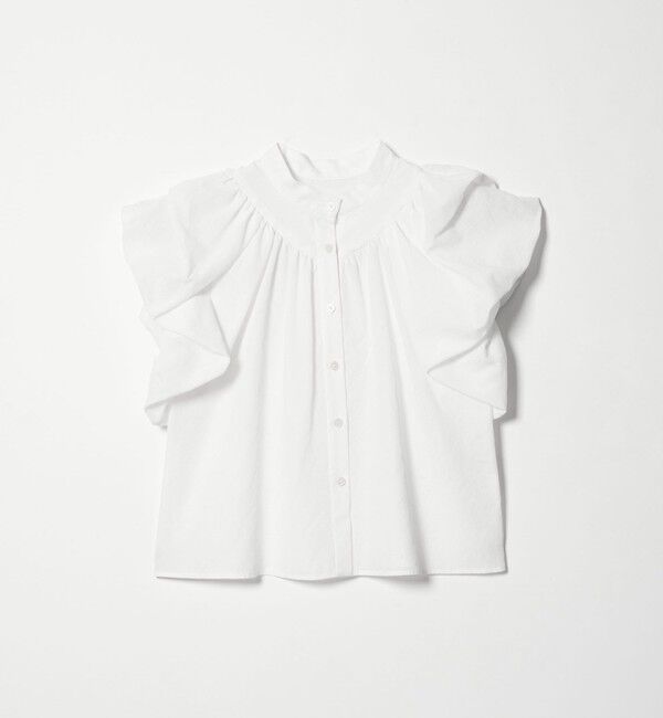 EMMEL REFINES「＜EMMEL REFINES＞EM バンドカラー パフスリーブ ブラウス」|シャツ・ブラウス|WHITE