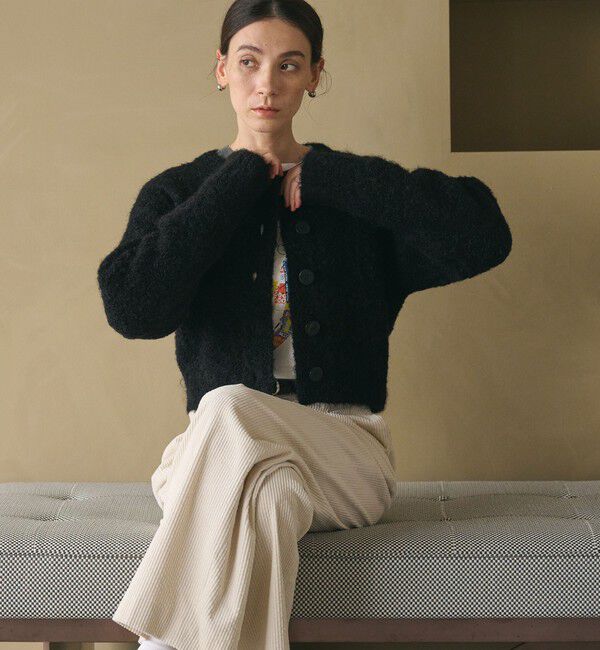 BEAUTY&YOUTH UNITED ARROWS「ウールブレンド ブークレ クルーネックカーディガン」|カーディガン|