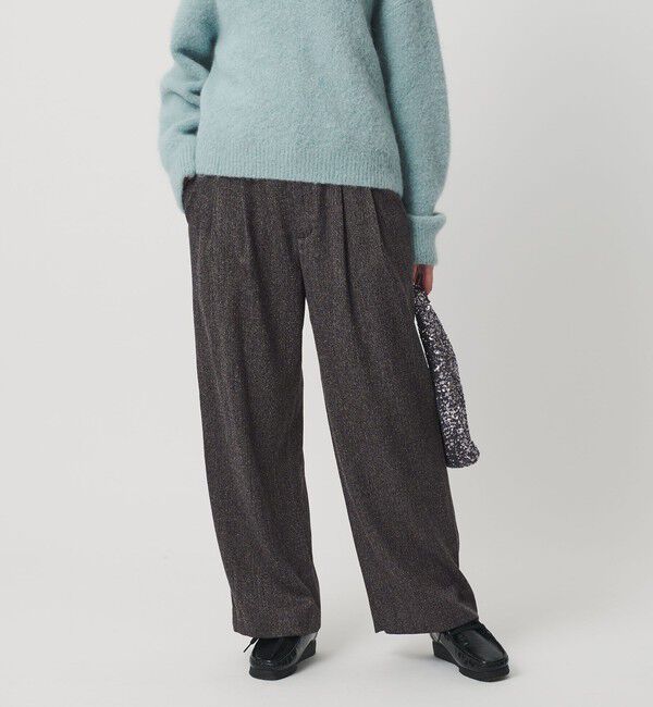 BEAUTY&YOUTH UNITED ARROWS「【WEB限定】裏起毛ヘリンボーン タックワイドパンツ ウォッシャブル」|チノ|