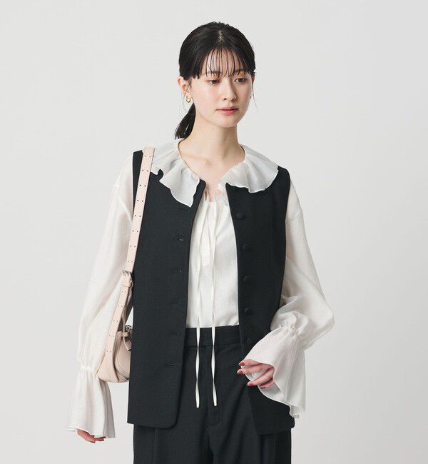 BEAUTY&YOUTH UNITED ARROWS「ラッフル スキッパーブラウス」|シャツ・ブラウス|OFF WHITE