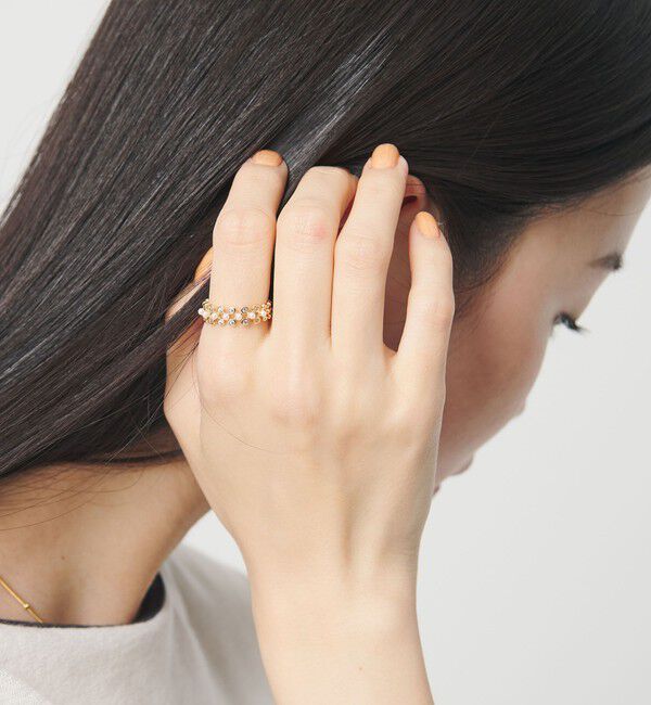 BEAUTY&YOUTH UNITED ARROWS「プレイド パールモチーフ&times;ビジュー リング」|リング|