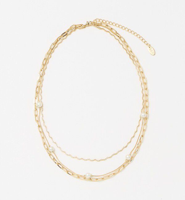 BEAUTY&YOUTH UNITED ARROWS「パールモチーフ&times;ミックスチェーン 3連 ネックレス」|ネックレス|