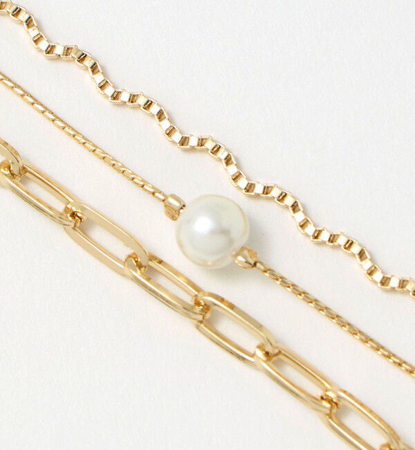 BEAUTY&YOUTH UNITED ARROWS「パールモチーフ&times;ミックスチェーン 3連 ネックレス」|ネックレス|