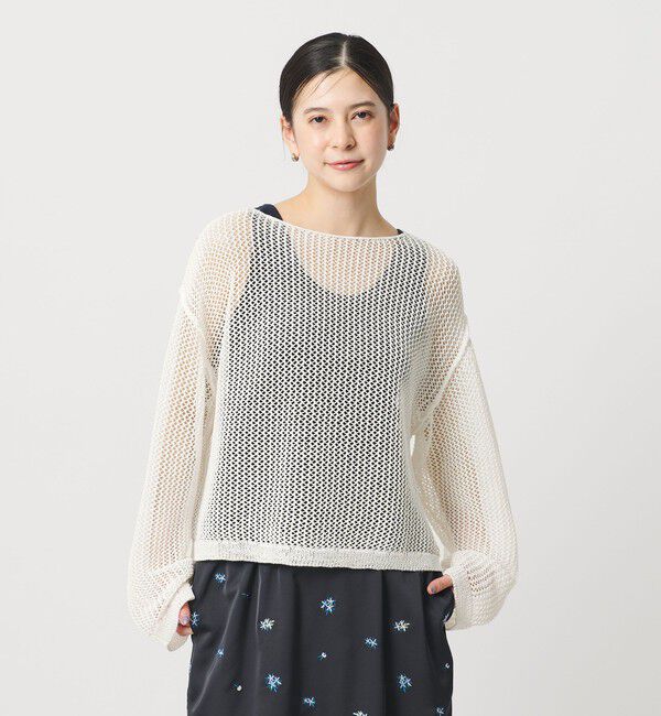 BEAUTY&YOUTH UNITED ARROWS「ペーパー メッシュ ショート ワイド ニットプルオーバー ウォッシャブル」|ニット・セーター|