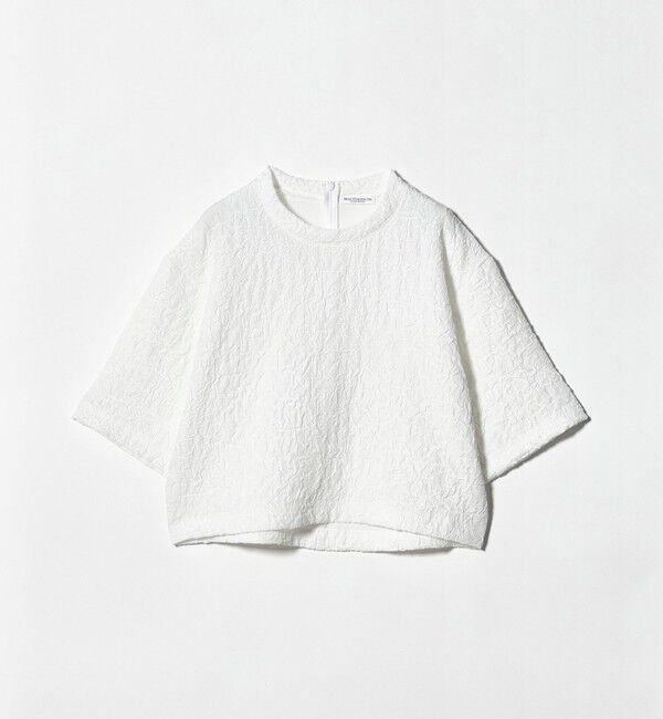 BEAUTY&YOUTH UNITED ARROWS「ジャガード クルーネック 6分袖 プルオーバー」|Tシャツ・カットソー|WHITE