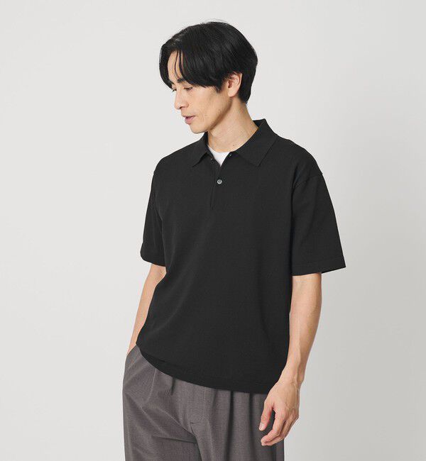 BEAUTY&YOUTH UNITED ARROWS「デオドラント ショートスリーブ ニットポロ 抗菌防臭 ウォッシャブル」|ニット・セーター|BLACK