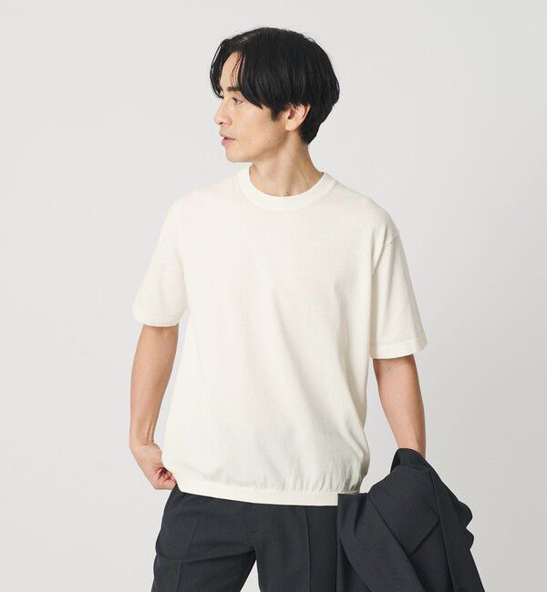 BEAUTY&YOUTH UNITED ARROWS「デオドラント ニットTシャツ 抗菌防臭 ウォッシャブル」|ニット・セーター|WHITE