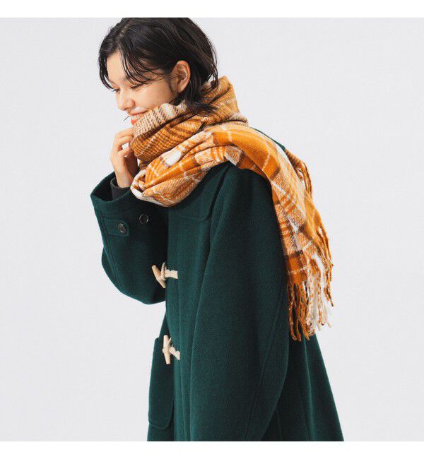 BEAMSBOY「大判 チェック柄 ストール」|マフラー|BROWN