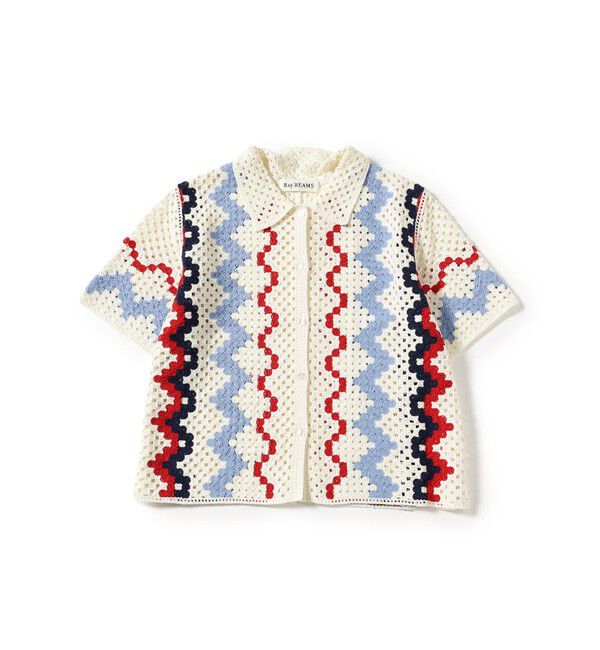 Ray BEAMS 「ウェーブ ストライプ ニット シャツ」|ニット・セーター|