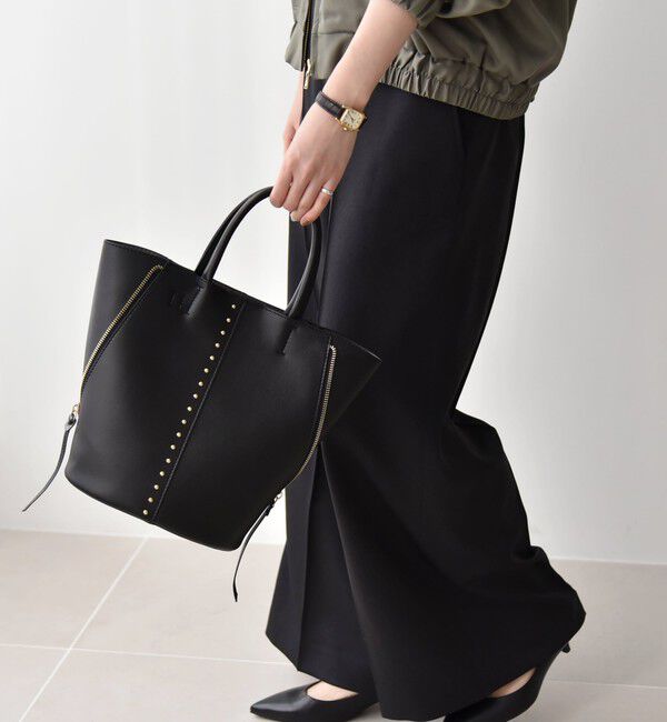 quaranciel「《一部追加予約》quaranciel: 2way スタッズ バケツ トート バッグ」|トートバッグ|ブラック