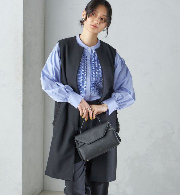 SHIPS for women「【SHIPS別注】kaene:〈洗濯機可能〉ハイストレッチ ダンボール フリル ジレ」|ベスト・ジレ|