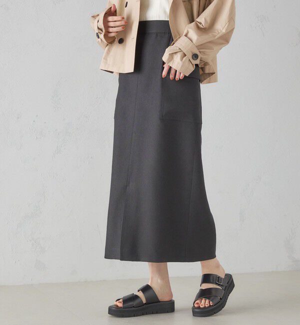 SHIPS for women「麻混 ストライプ 無地 ポケット タイト スカート ◇」|スカート|