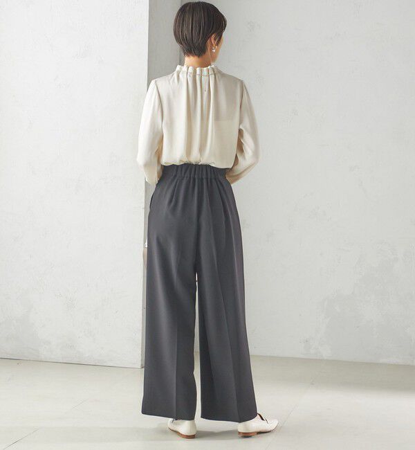 SHIPS for women「《一部追加予約》【一部WEB限定】〈手洗い可能〉ヴィンテージ サテン ネック ギャザー ブラウス」|シャツ・ブラウス|