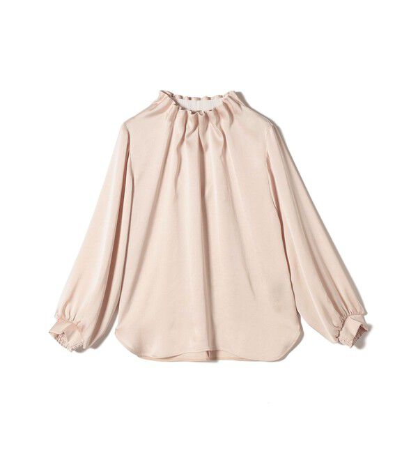 SHIPS for women「《一部追加予約》【一部WEB限定】〈手洗い可能〉ヴィンテージ サテン ネック ギャザー ブラウス」|シャツ・ブラウス|