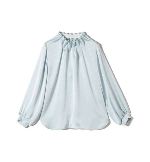 SHIPS for women「《一部追加予約》【一部WEB限定】〈手洗い可能〉ヴィンテージ サテン ネック ギャザー ブラウス」|シャツ・ブラウス|