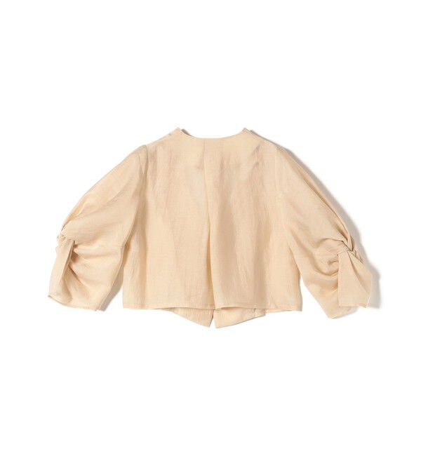 SHIPS for women「little black:〈手洗い可能〉ネジリ スリーブ シアー ショート 羽織（セレモニー対応可）」|ノーカラージャケット|