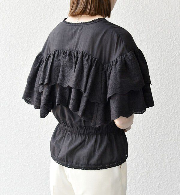 SHIPS any「bon_meur:〈洗濯機可能〉レース ヨーク ペプラム フリル ブラウス」|シャツ・ブラウス|