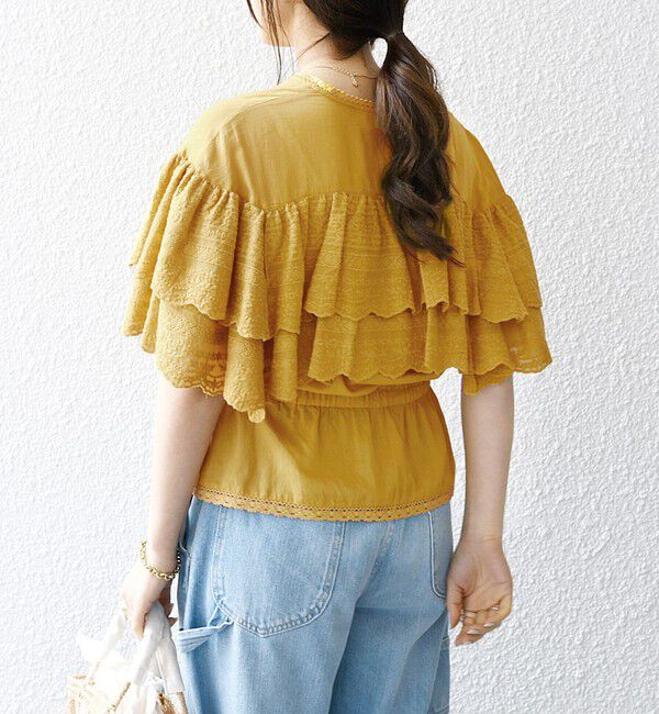 SHIPS any「bon_meur:〈洗濯機可能〉レース ヨーク ペプラム フリル ブラウス」|シャツ・ブラウス|