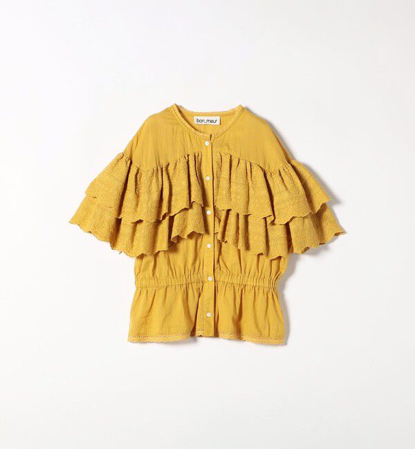 SHIPS any「bon_meur:〈洗濯機可能〉レース ヨーク ペプラム フリル ブラウス」|シャツ・ブラウス|