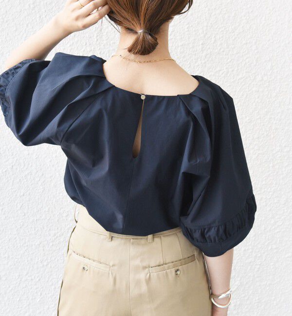 SHIPS for women「〈手洗い可能〉ランタン スリーブ キーネック ブラウス」|シャツ・ブラウス|