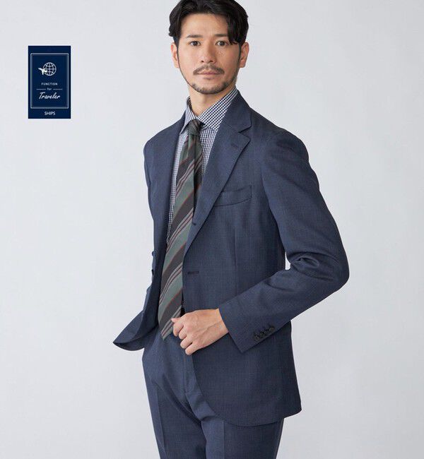 SHIPS「SHIPS:〈FUNCTION/洗濯機可能〉ウォッシャブル バーズアイ ジャケット(セットアップ対応)」|テーラードジャケット|コバルトブルー
