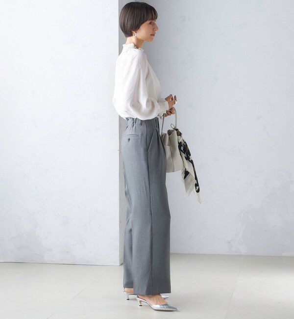 SHIPS for women「〈洗濯機可能〉シャーリング ネック 長袖 ブラウス」|シャツ・ブラウス|