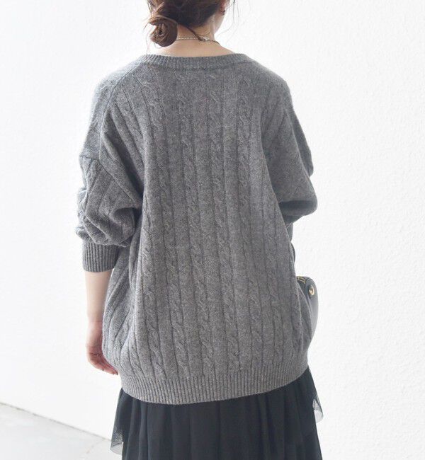 SHIPS any「【WEB限定】SHIPS any:〈手洗い可能〉ヤク ケーブル クルーネック ニット カーディガン 2」|カーディガン|