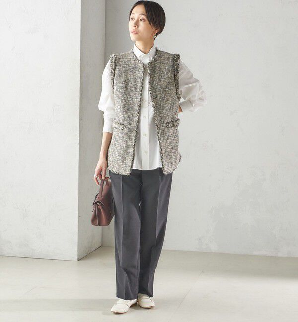 SHIPS for women「スラブ ツイード ロング ジレ（セレモニー対応可）」|ベスト・ジレ|