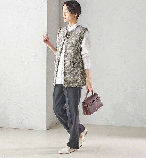 SHIPS for women「スラブ ツイード ロング ジレ（セレモニー対応可）」|ベスト・ジレ|